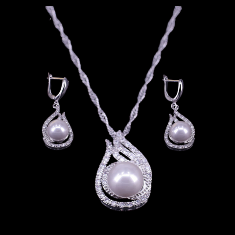 Sterling Silver Pearl Necklace Set