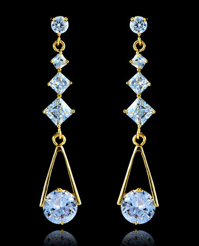Crystal Gold Cubic Zirconia Drop and Dangle Earrings - Bedazzled By Jeanelle - 1