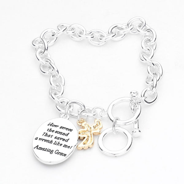 Amazing Grace Angel Charm Toggle Bracelet