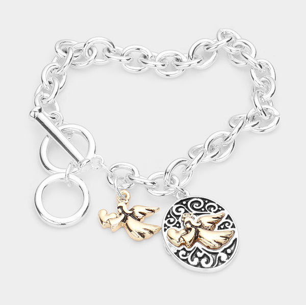 Amazing Grace Angel Charm Toggle Bracelet