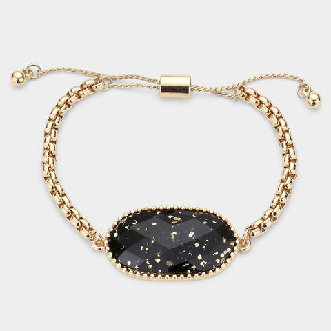 Black Gold Glittered Hexagon Charm Bracelet