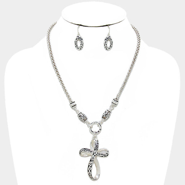 Filigree Cross Necklace Set