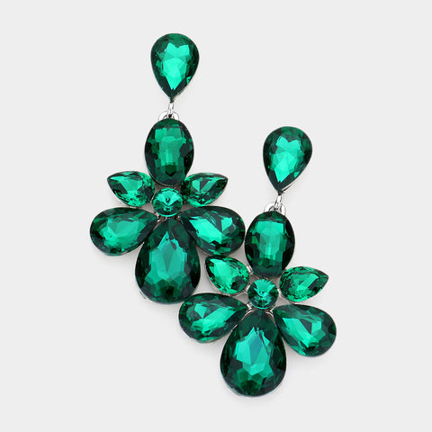 Formal Emerald Crystal Chandelier Earrings