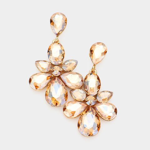 Formal Gold Topaz Crystal Chandelier Earrings