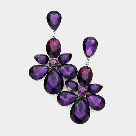 Formal Violet Purple Crystal Chandelier Earrings