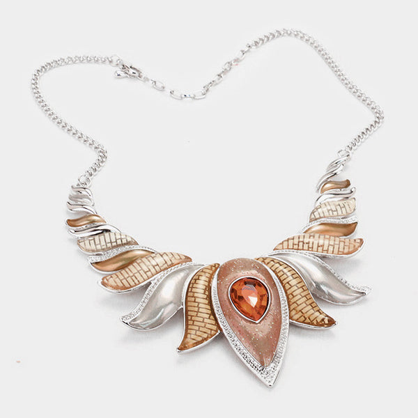 Brown Epoxy Lotus Necklace Set