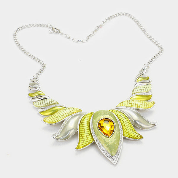Yellow Epoxy Lotus Necklace Set