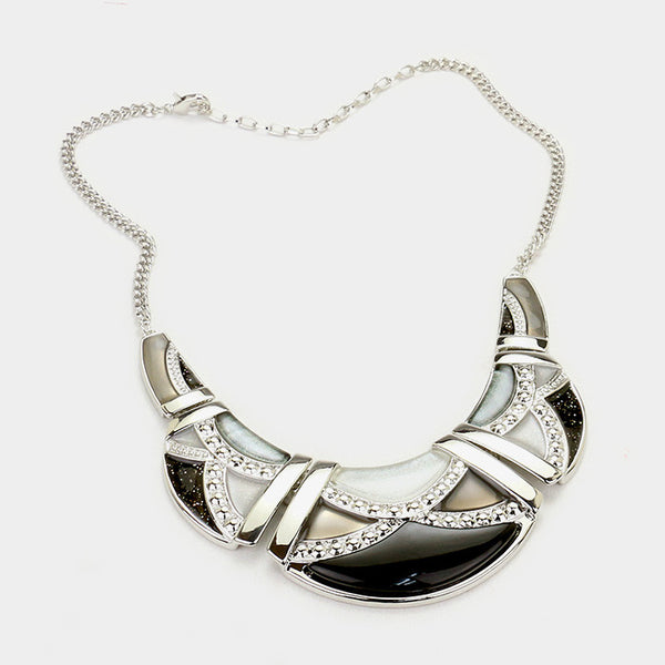 Black Epoxy Crescent Necklace Set