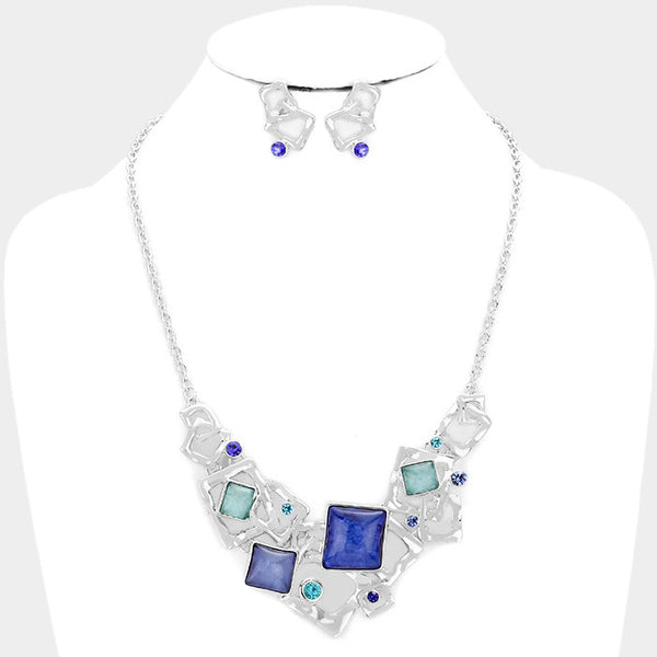 Geometric Stone Necklace Set
