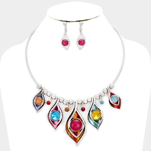Rainbow Epoxy Necklace Set