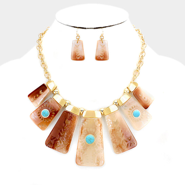 Peachy Boho Fashion Necklace Set