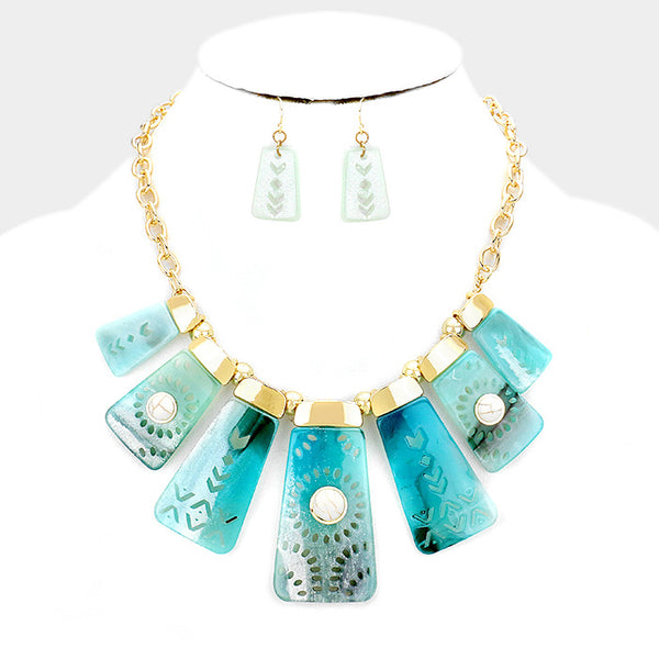 Turquoise Blue Boho Necklace Set