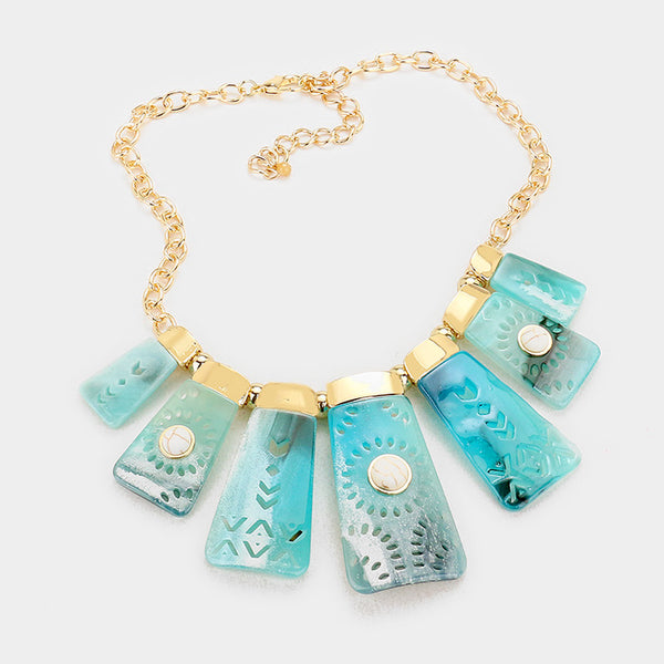 Turquoise Blue Boho Necklace Set