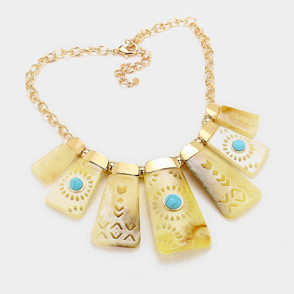 Yellow Boho Necklace Set