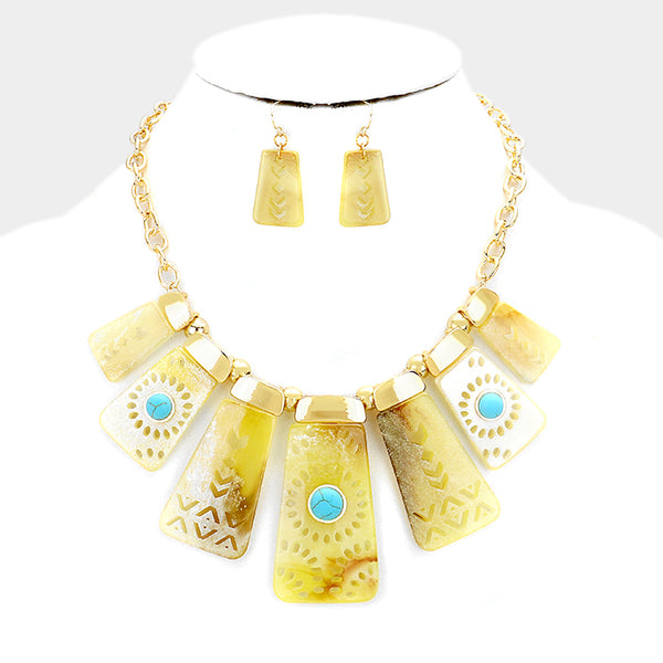 Yellow Boho Necklace Set