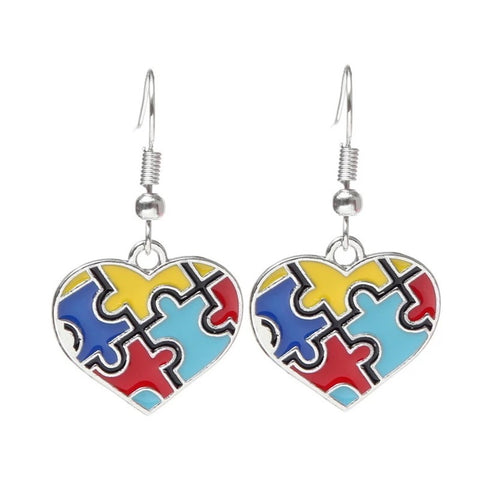 Autism Awareness Heart Earrings