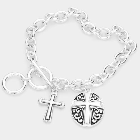 John 3:16 Cross Charm Toggle Bracelet