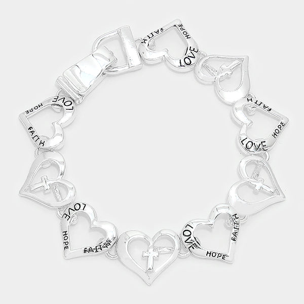 Love Faith Hope Cross Heart Magnetic Bracelet