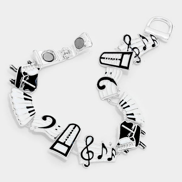 Musical Silver Enamel Bracelet