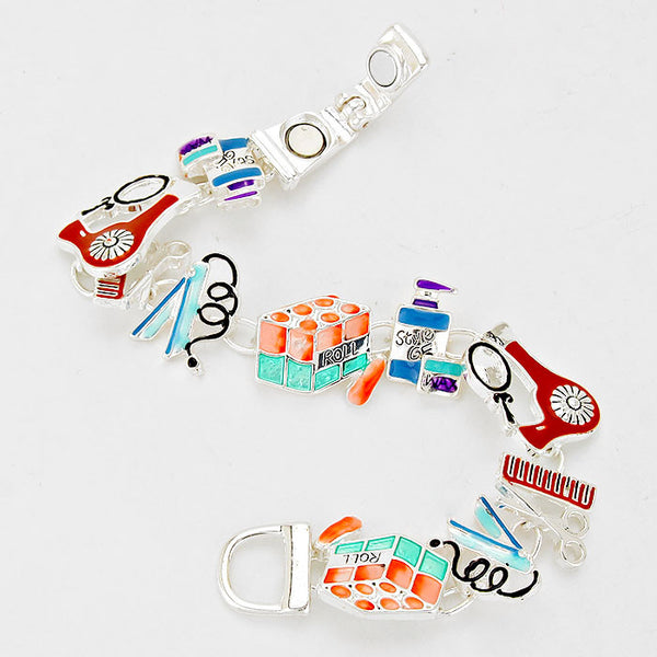 Hairdresser Silver Enamel Bracelet