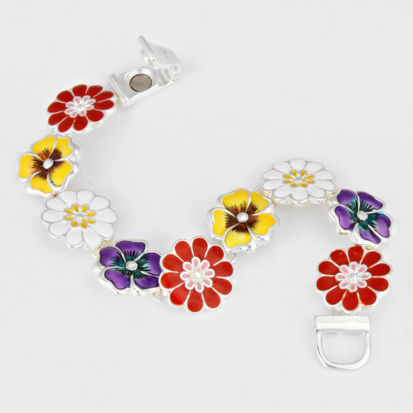 Flower Silver Enamel Bracelet