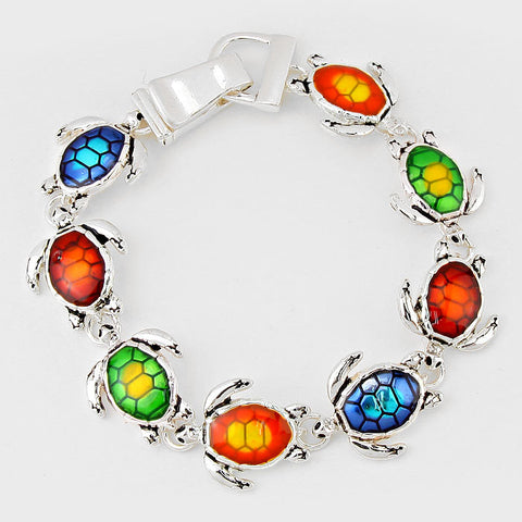 Multi-Color Turtle Silver Enamel Bracelet