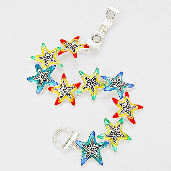 Starfish Silver Enamel Bracelet