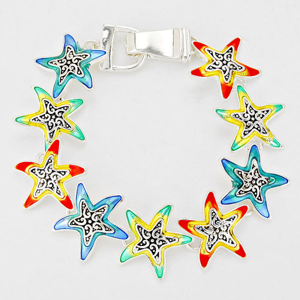 Starfish Silver Enamel Bracelet