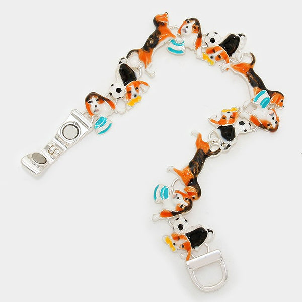 Dog and Football Enamel Bracelet