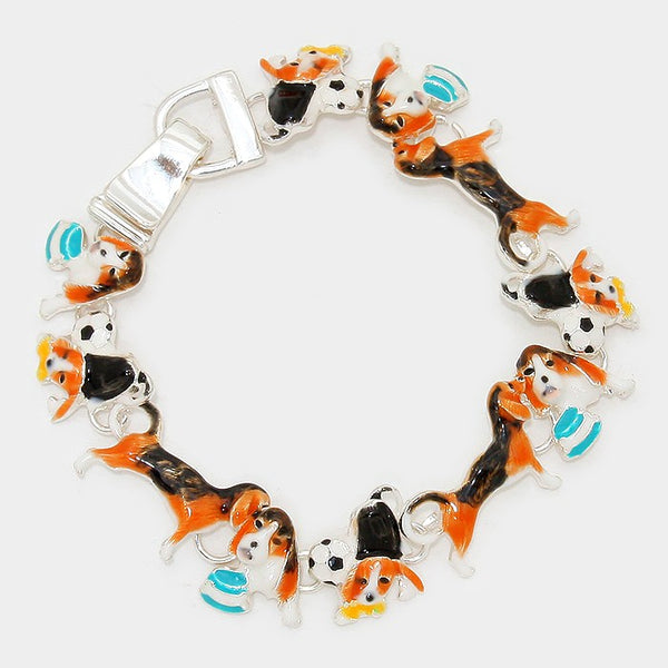 Dog and Football Enamel Bracelet
