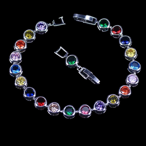 Sterling Silver Multi-Color Cubic Zirconia Bracelet