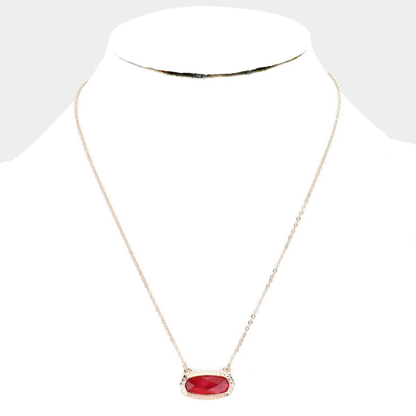 Siam Hexagon Stone Pendant Necklace
