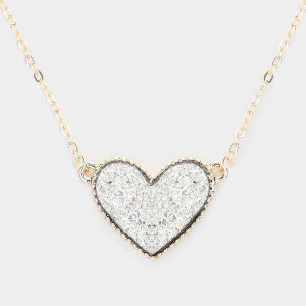 Druzy Silver Pendant Necklace