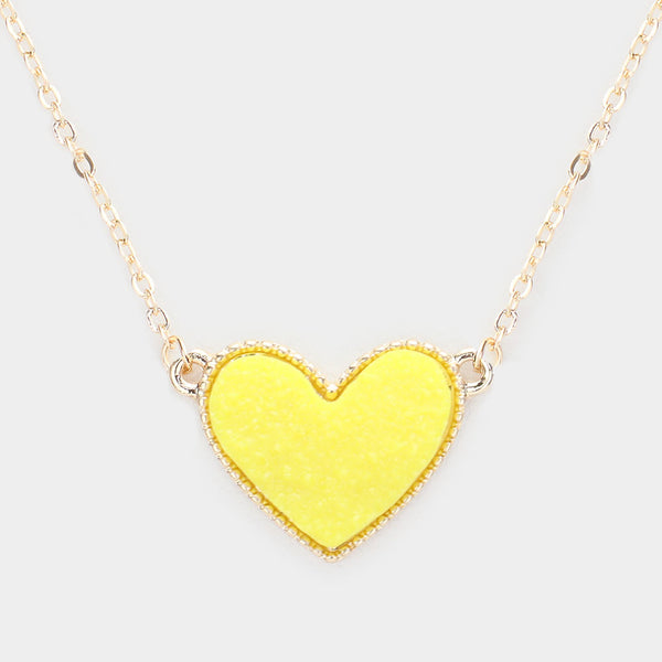 Druzy Yellow Pendant Necklace