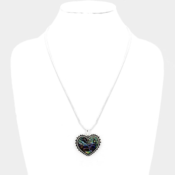 Abalone Heart Pendant Necklace