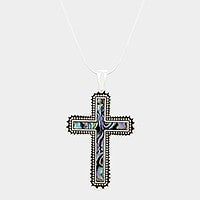 Abalone Cross Pendant Necklace