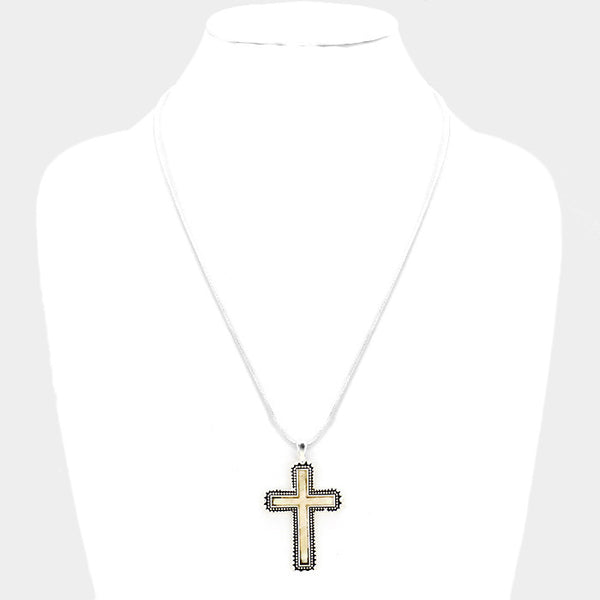 Mother of Pearl Cross Pendant Necklace