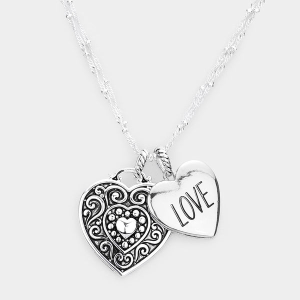 Love Heart Pendant Necklace Set