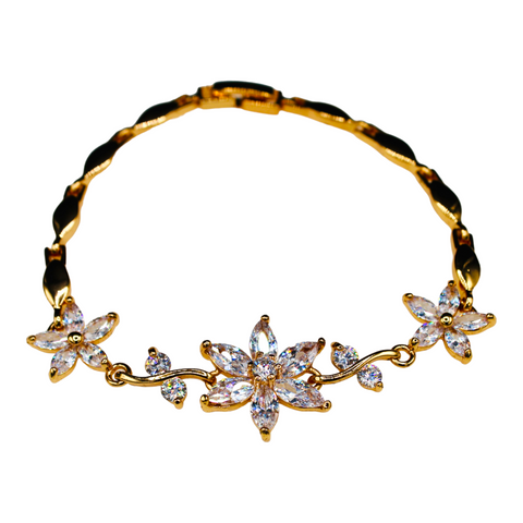 Gold Plated Cubic Zirconia Floral Bracelet