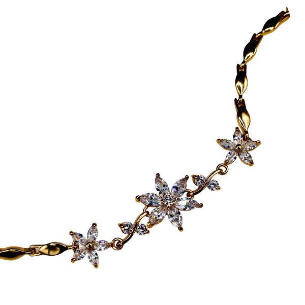 Gold Plated Cubic Zirconia Floral Bracelet