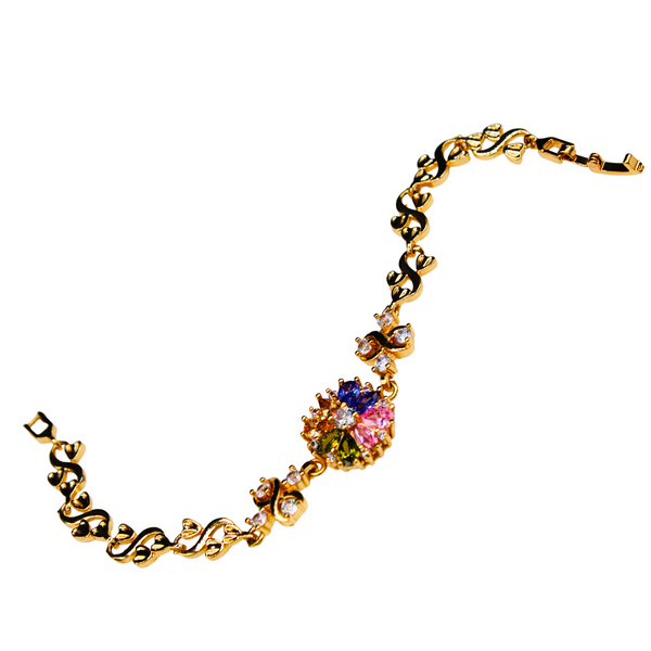 Gold Plated Cubic Zirconia Multi-Color Bracelet
