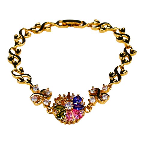 Gold Plated Cubic Zirconia Multi-Color Bracelet