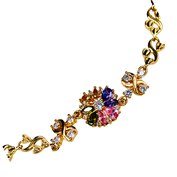 Gold Plated Cubic Zirconia Multi-Color Bracelet