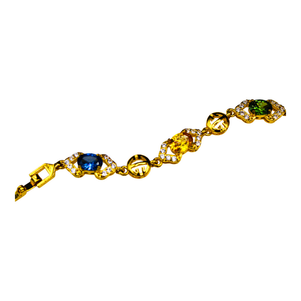 Gold Plated Multi-Color Cubic Zirconia Bracelet