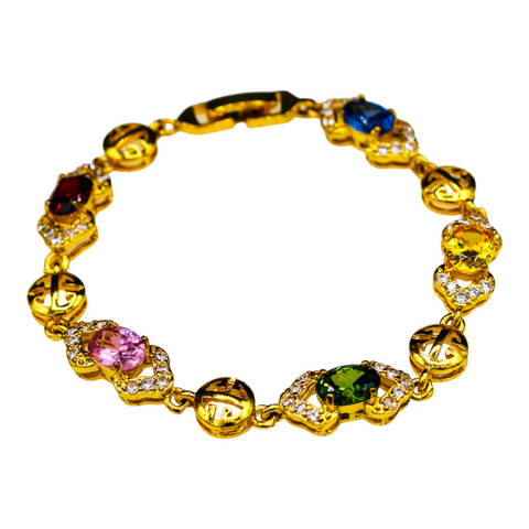 Gold Plated Multi-Color Cubic Zirconia Bracelet