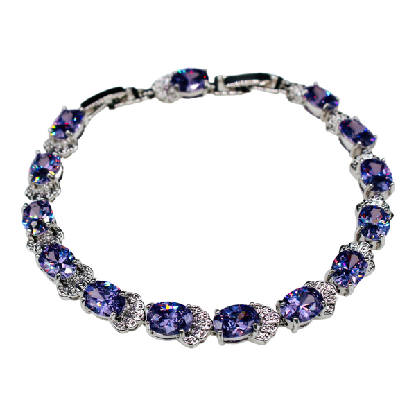 Sterling Silver Amethyst Cubic Zirconia Bracelet