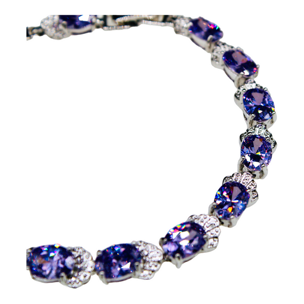 Sterling Silver Amethyst Cubic Zirconia Bracelet
