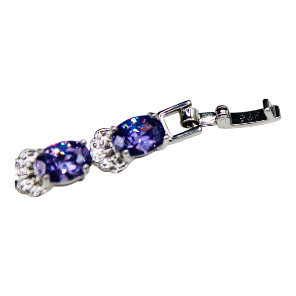 Sterling Silver Amethyst Cubic Zirconia Bracelet