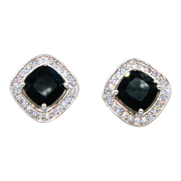 Sterling Silver Black Cubic Zirconia Necklace Set