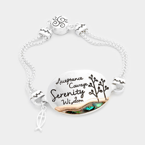 Magnetic Abalone Serenity Prayer Bracelet